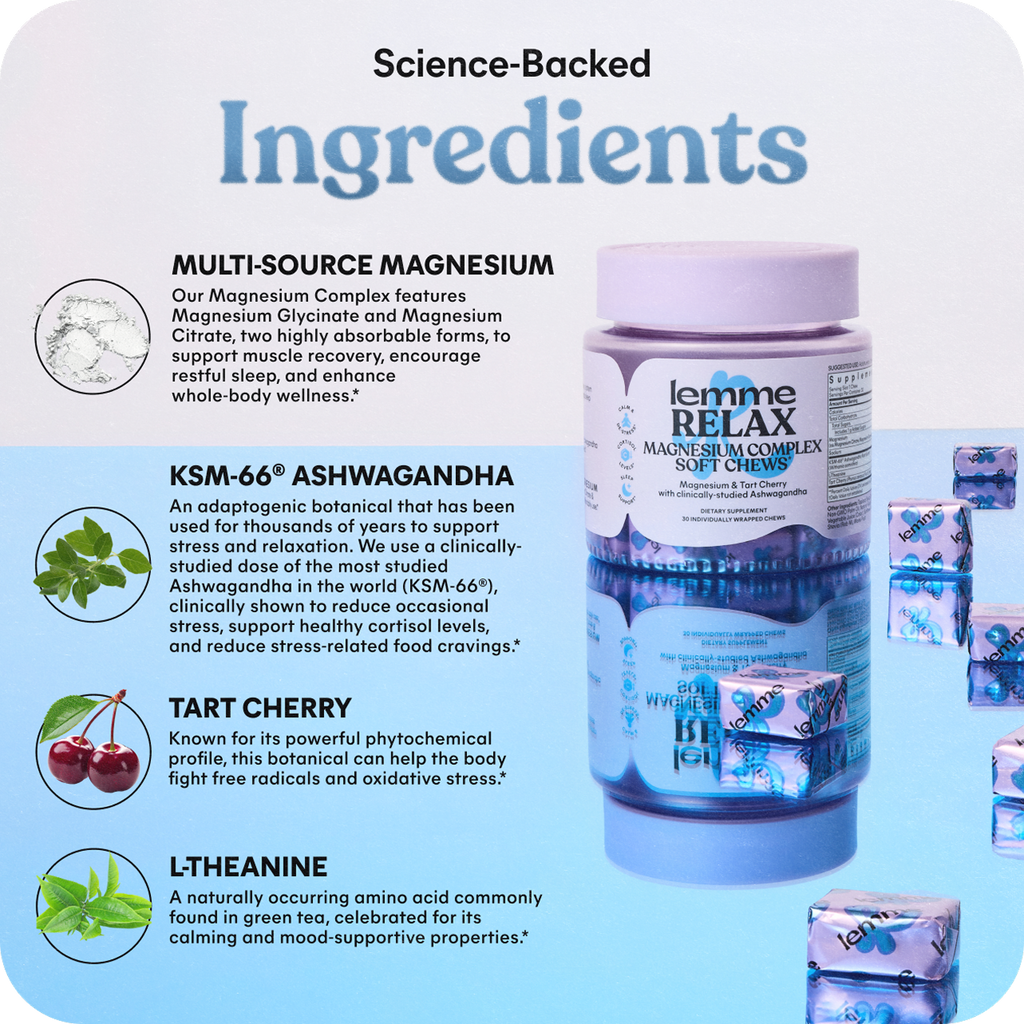 Lemme Relax Magnesium Soft Chews - Travel Ready Lifestyle Gummies