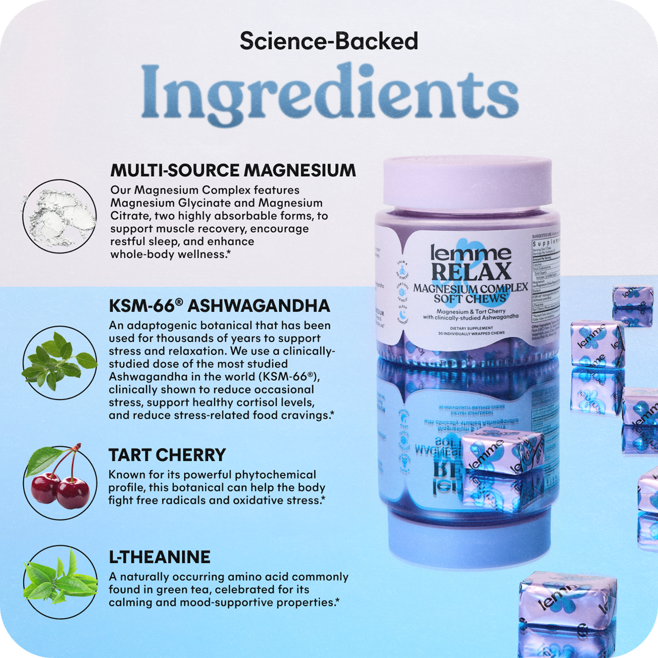 Lemme Relax Magnesium Soft Chews - Travel Ready Lifestyle Gummies